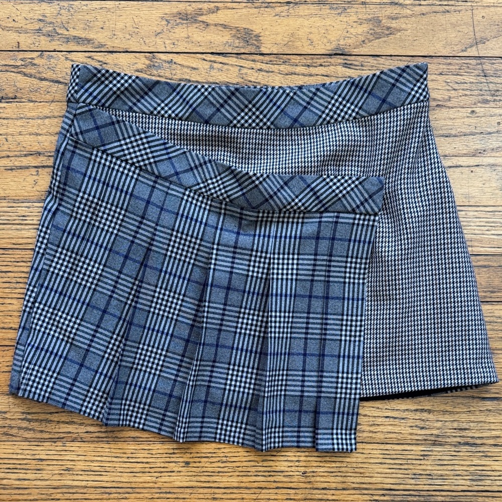 Steve Madden Black and Blue Plaid Mini Skirt